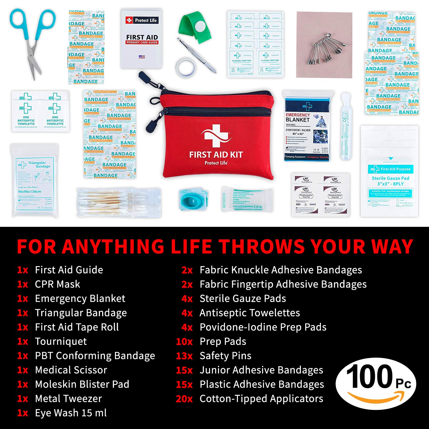 Eco-Friendly First Aid Kit for Safe Adventures | Compact & Portable for Travel, Hiking, and Home Use - 100 Essential Supplies