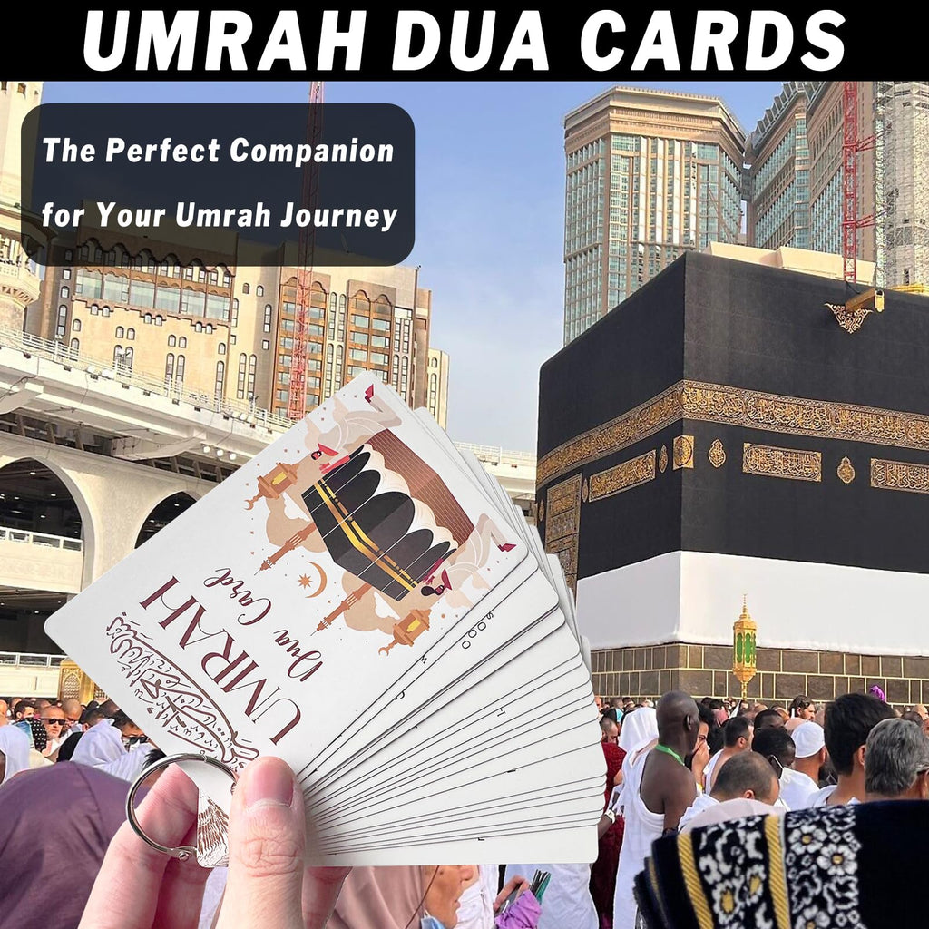 20 Umrah Dua Cards & Ihram Belt – Step-by-Step Umrah Guide, Dua Flashcards, Prayer & Supplication Cards, Islamic Dua Reminder, Adjustable Ihram Belt with Pockets & Zippers – Perfect Umrah Gift Set