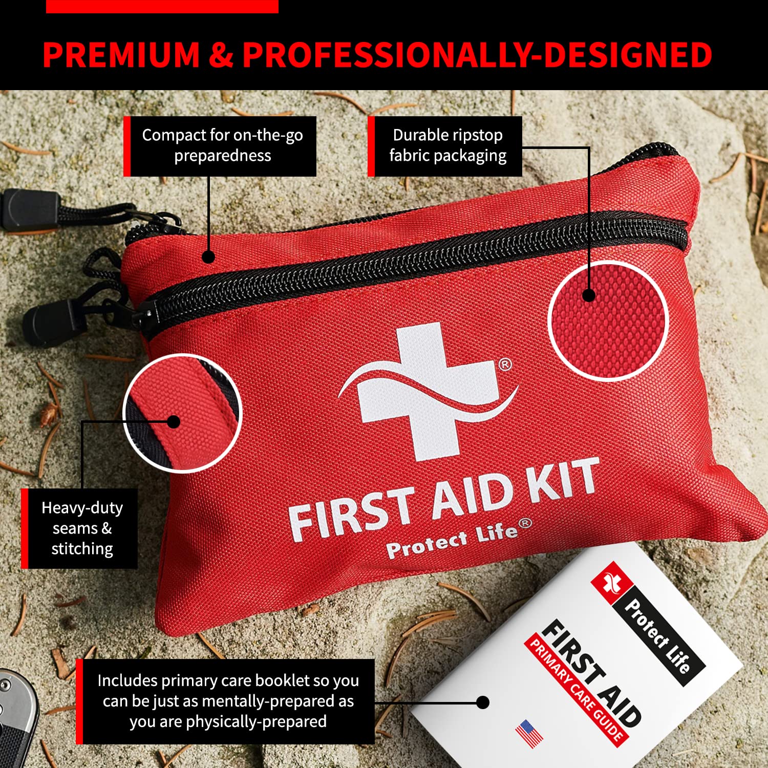 Eco-Friendly First Aid Kit for Safe Adventures | Compact & Portable for Travel, Hiking, and Home Use - 100 Essential Supplies