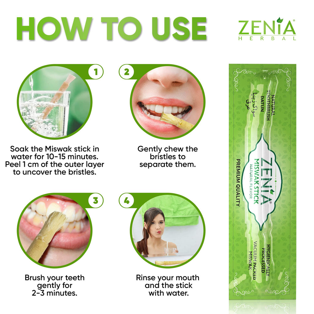 Zenia Sewak Natural Miswak Toothbrush – Vacuum-Sealed Peelu Sticks for Healthy Gums & Fresh Breath (Pack of 3)