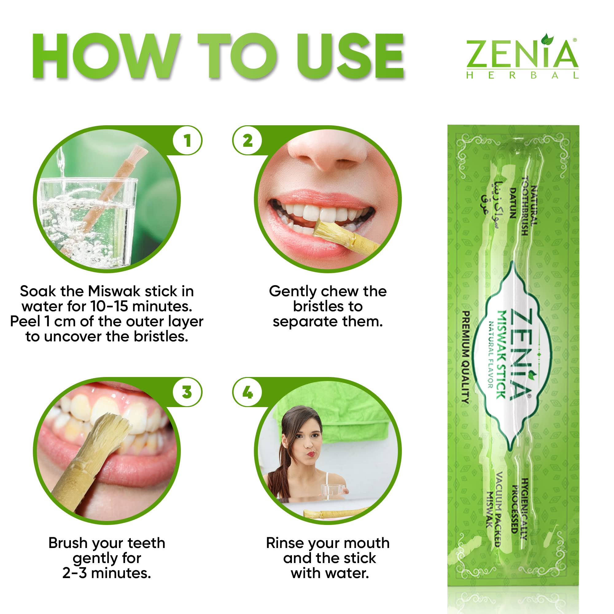 Zenia Sewak Natural Miswak Toothbrush – Vacuum-Sealed Peelu Sticks for Healthy Gums & Fresh Breath (Pack of 3)