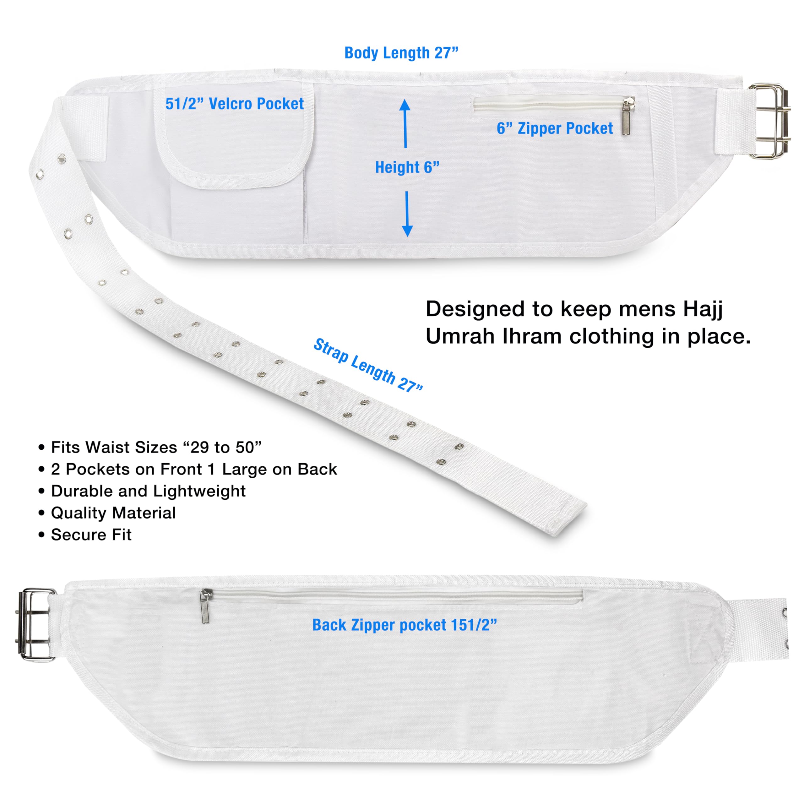 Eco-Friendly Adjustable Ihram Belt for Hajj and Umrah