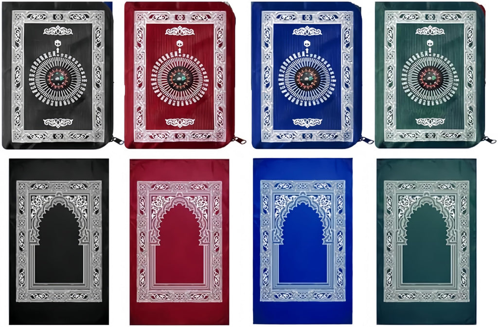 Hitopin 4 PCS Portable Travel Prayer Mat – Waterproof Muslim Prayer Rug for Ramadan, Travel, and Daily Prayers (Green, Blue, Red, Black)