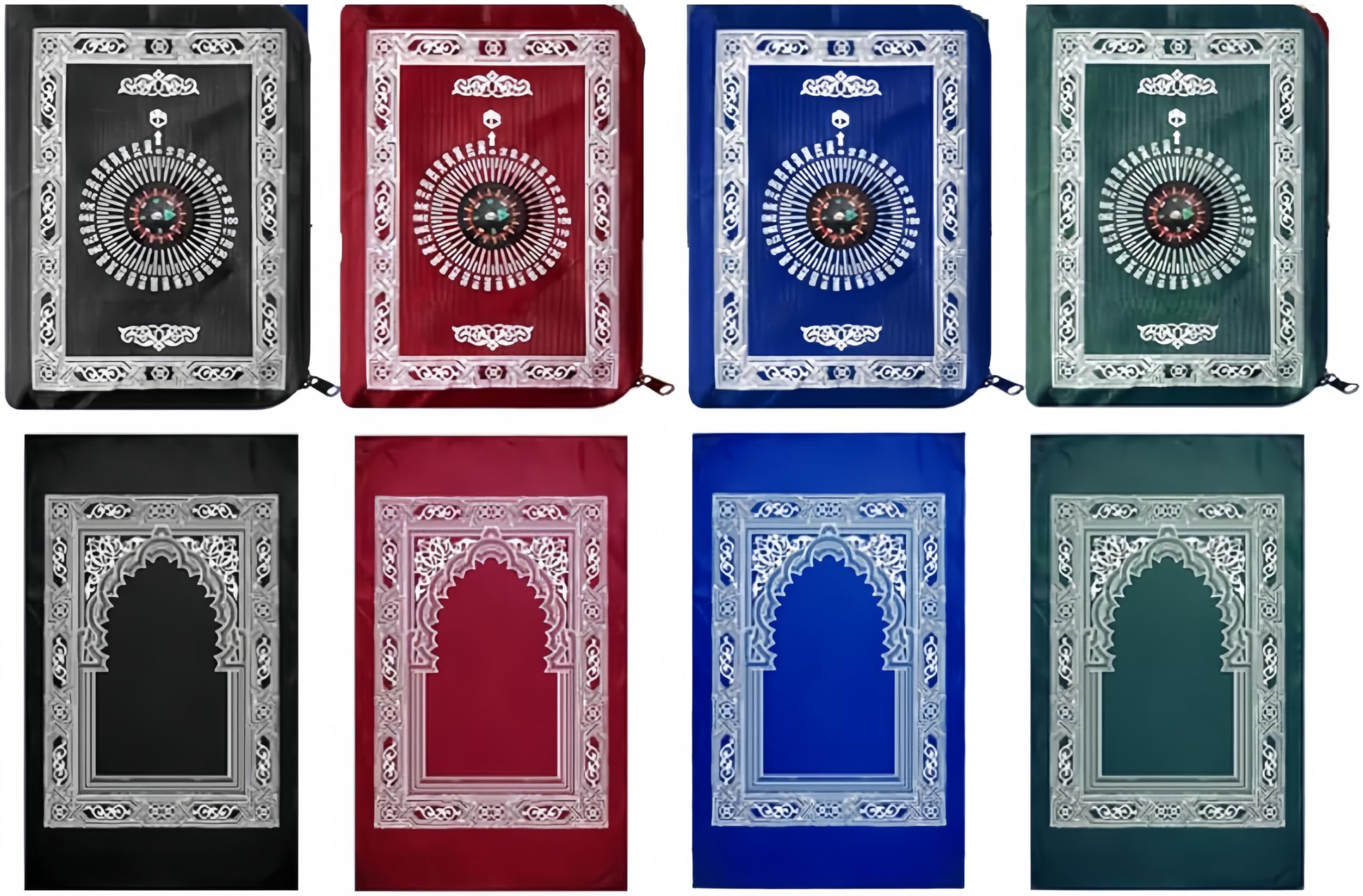 Hitopin 4 PCS Portable Travel Prayer Mat – Waterproof Muslim Prayer Rug for Ramadan, Travel, and Daily Prayers (Green, Blue, Red, Black)