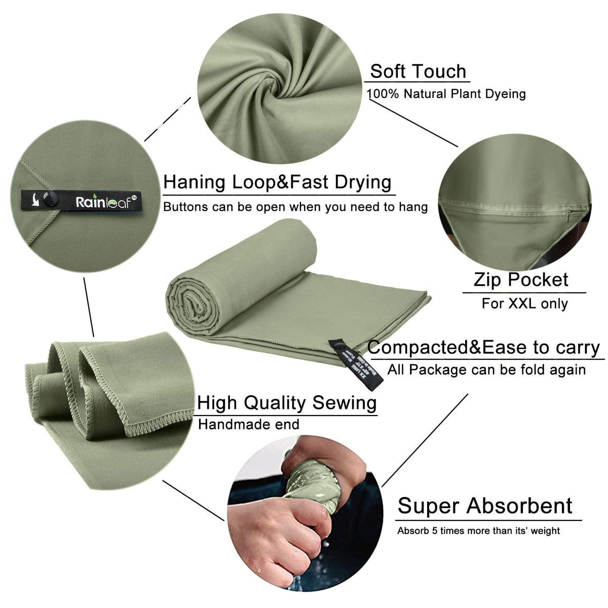 Rainleaf Quick Dry Microfiber Travel Towel, product image 7