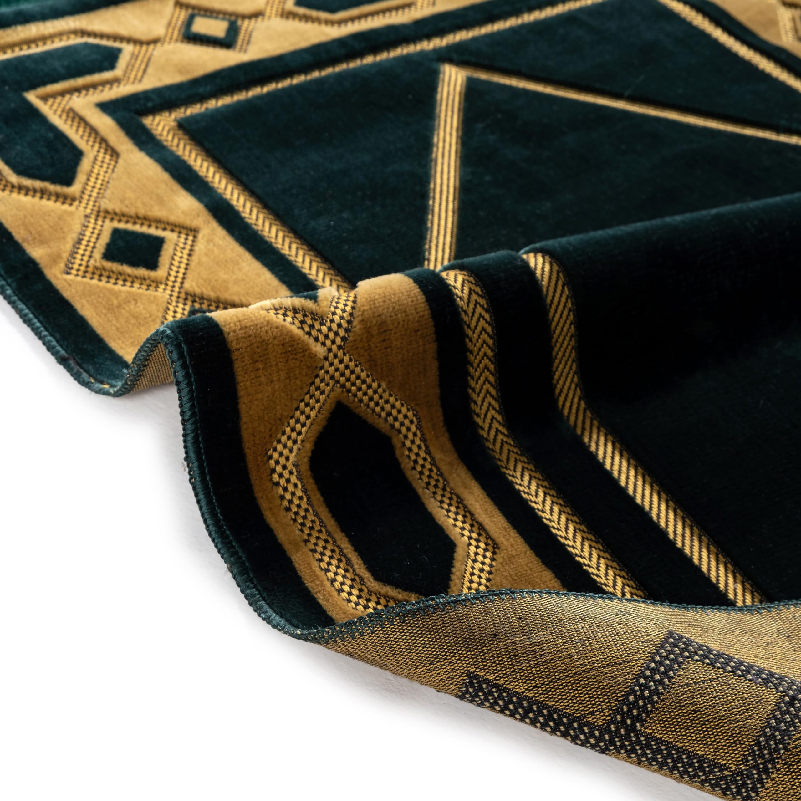 Eco-Friendly Velvet Islamic Prayer Mat - Turkish Design for Mindful Prayers - Includes Prayer Beads - Green