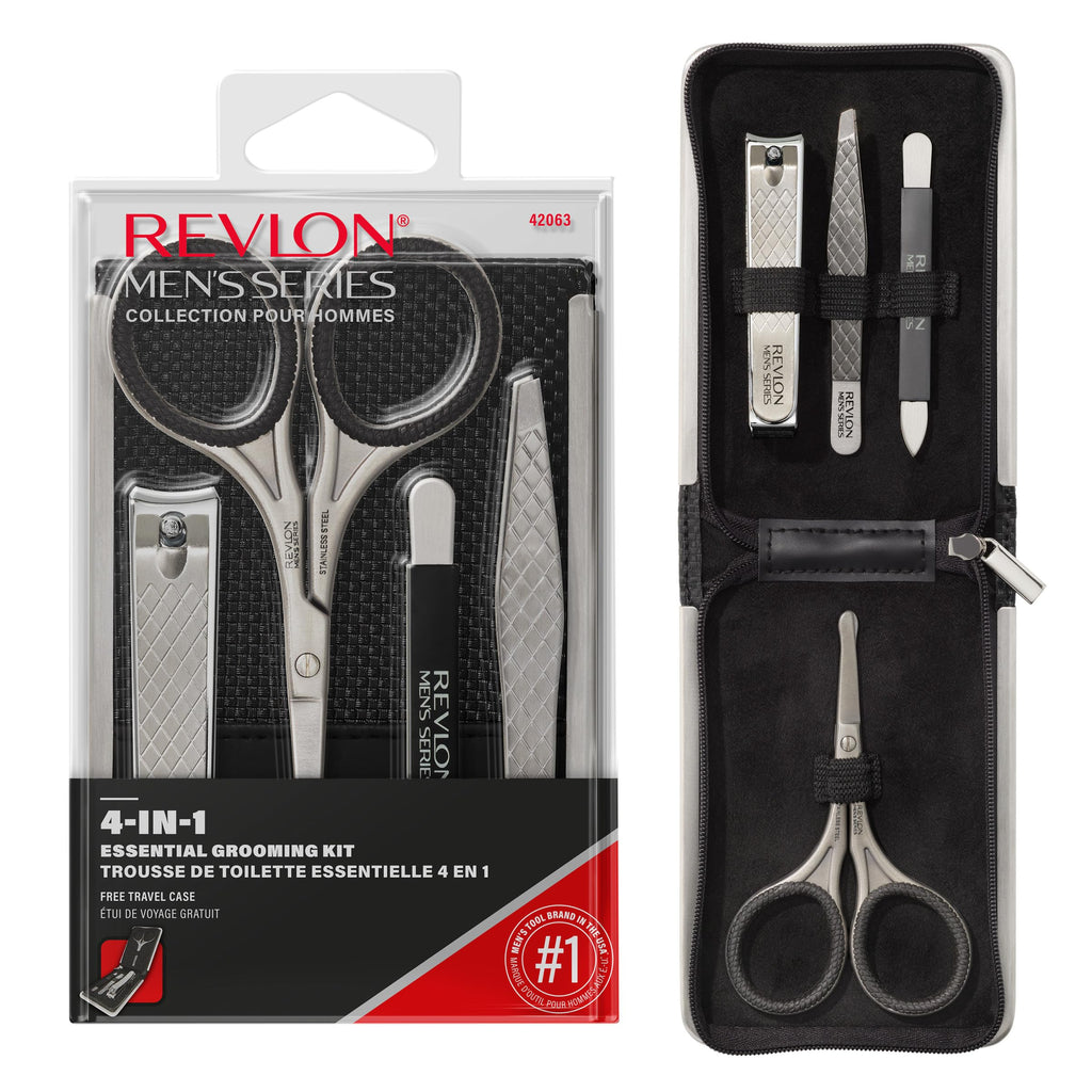 Revlon Men's Grooming Kit – 5-Piece Travel Set with Stainless Steel Tools and Carrying Case