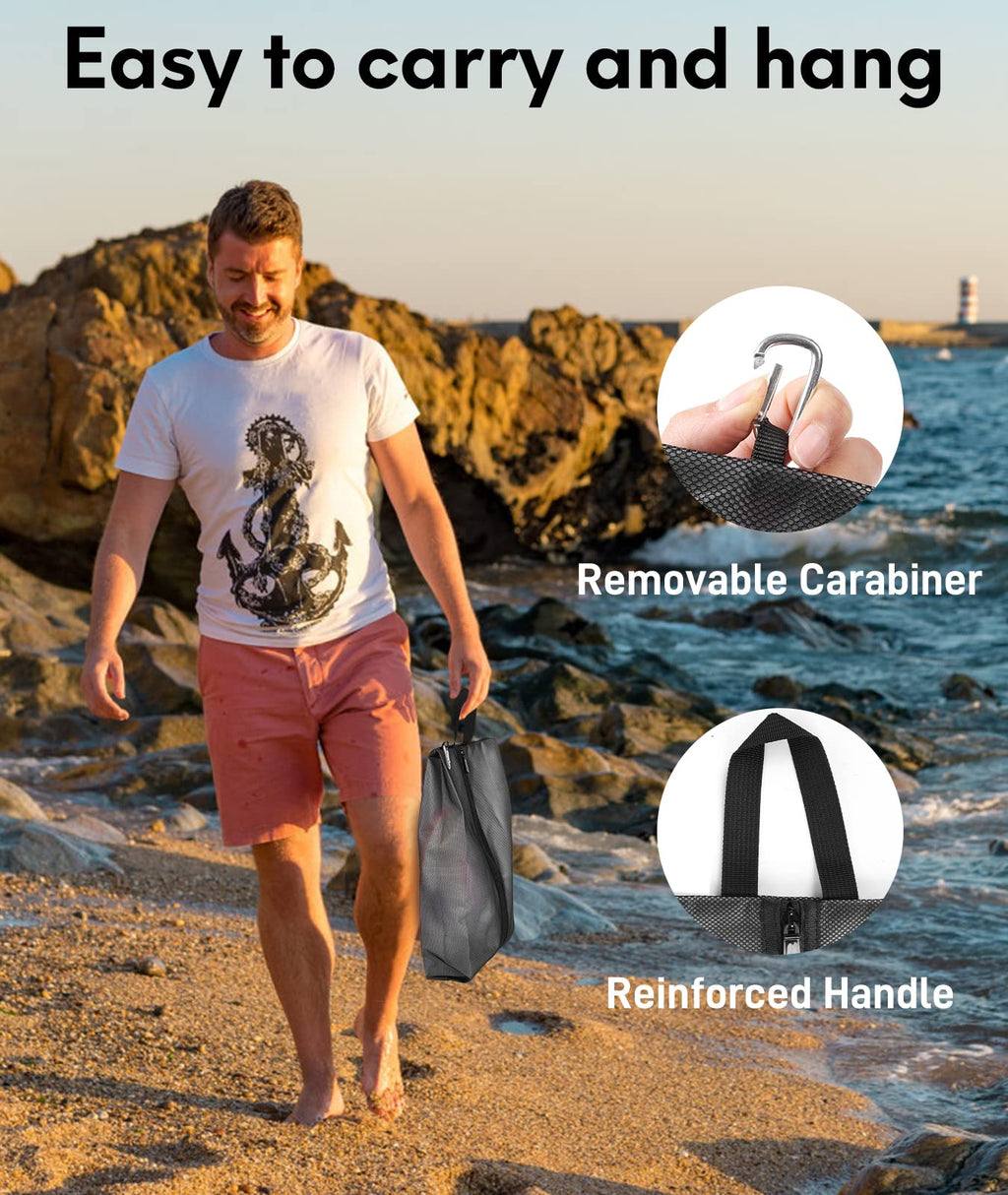 “Travel shoe bag holding sandals and slippers — ideal for keeping footwear clean during Umrah